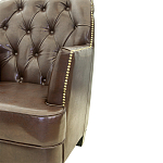 Кресло кожаное c мягкими подлокотниками на 4-х деревянных ножках из массива березы Joseph Armchair brown варинант исполнения - 3 | Loft Concept в Твери