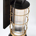 Настенный фонарь цилиндрической формы с рифленым стеклом в золотом каркасе на черном прямоугольном основании Eurofase варинант исполнения - 4 | Loft Concept в Твери