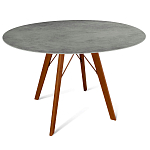 Стол обеденный с серой овальной столешницей из керамики на четырех деревянных ножках Gray Ceramics варинант исполнения - 8 | Loft Concept в Твери