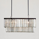 Люстра линейная прямоугольная с подвесками из натурального перламутра Nacre варинант исполнения - 2 | Loft Concept в Твери