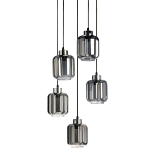 Люстра с 5-ю плафонами серого цвета Smoked Prism