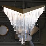 Люстра золотого цвета в форме галочки с каскадом длинных прозрачных трубок Eurofase варинант исполнения - 13 | Loft Concept в Твери