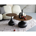 Столик журнальный с круглой деревянной столешницей на черном фактурном основании Bourgeon варинант исполнения - 5 | Loft Concept в Твери