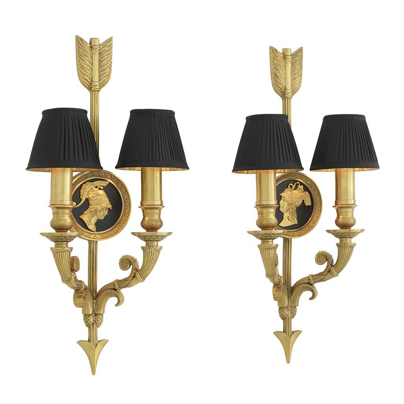 Комплект из 2-х бра Eichholtz Wall Lamp Tiberius Черный Золотой в Твери | Loft Concept 