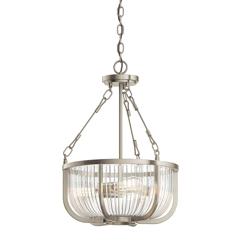 Люстра подвесная с чашеобразным плафоном из прозрачных стеклянных прутьев Kichler Никель Прозрачный Латунь в Твери | Loft Concept 