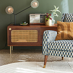 ТВ-тумба из ореха с плетеным декором Eland Wooden Wicker TV Stand варинант исполнения - 3 | Loft Concept в Твери