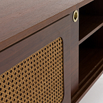 ТВ-тумба из ореха с плетеным декором Eland Wooden Wicker TV Stand варинант исполнения - 7 | Loft Concept в Твери