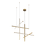 Люстра с 6-ю  пересекающимися цилиндрическими плафонами на тонких тросах Trumpet tube варинант исполнения - 2 | Loft Concept в Твери