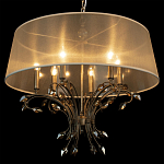 Люстра подвесная круглая с тканевым полупрозрачным абажуром и подвесками 6 ламп Gilded Elegance варинант исполнения - 5 | Loft Concept в Твери