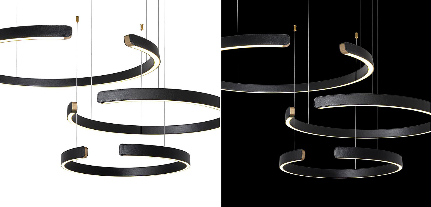 Люстра Half Ring 3 black leather Люстра Half Ring 3 black leather - Loft-Concept в Твери