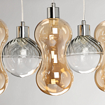Люстра с 3-мя плафонами волнообразной формы цвета янтарь и 2-мя прозрачными шарообразными плафонами Lucid Rain  варинант исполнения - 7 | Loft Concept в Твери