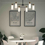 Люстра потолочная с 6-ю цилиндрическими плафонами из стекла и черным каркасом Noir Poise варинант исполнения - 3 | Loft Concept в Твери