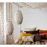 Подвесной светильник вертикальной овальной формы украшенный белыми круглыми бусинами Gradient Oval Pendant Lamp White варинант исполнения - 3 | Loft Concept в Твери