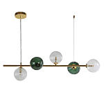 Люстра подвесная линейная с рифлеными стеклянными плафонами Bolle Multi Color варинант исполнения - 1 | Loft Concept в Твери