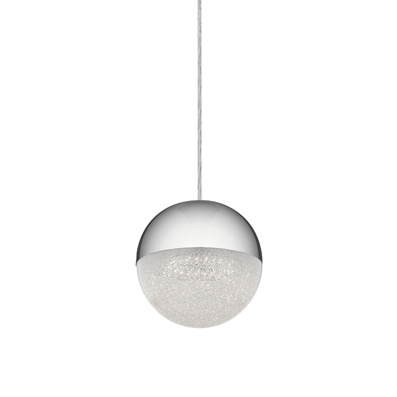 Подвесной светильник со сферическим плафоном из акрила с циркониевыми вкраплениями Kichler Хром Прозрачный в Твери | Loft Concept 