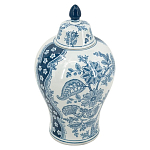 Ваза с крышкой и голубым цветочным рисунком 37 см Blue & White Ornament варинант исполнения - 1 | Loft Concept в Твери