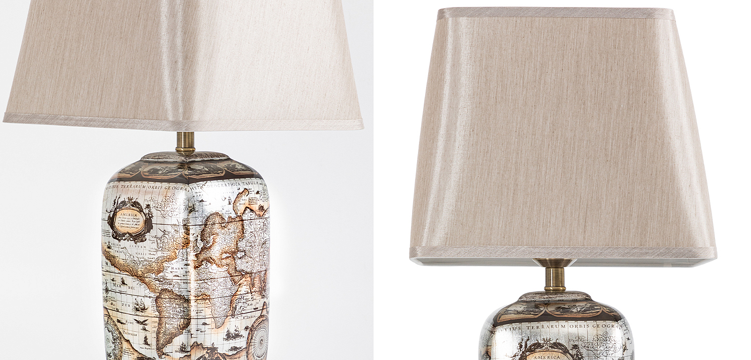 Настольная лампа Vintage World Map Lampshade Настольная лампа Vintage World Map Lampshade - Loft-Concept в Твери