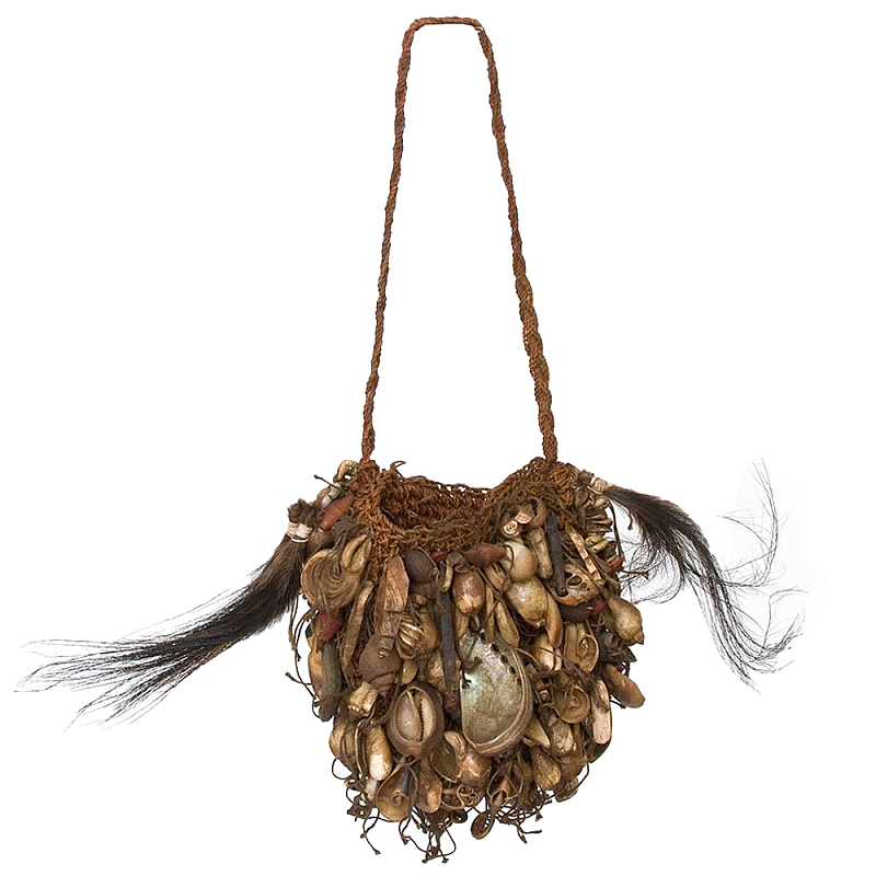 Декоративный аксессуар сумка из ракушек и перьев Aboriginal Bag Brown Коричневый Декоративный аксессуар сумка из ракушек и перьев Aboriginal Bag Brown Коричневый в Твери | Loft Concept