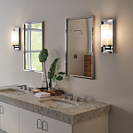 Бра для ванных комнат с цилиндрическим плафоном на прямоугольном зеркальном основании Feiss варинант исполнения - 2 | Loft Concept в Твери