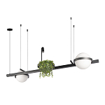 Подвесной светильник линейный с 2-мя шарообразными плафонами и цилиндрическим спотом Light of Еyes варинант исполнения - 8 | Loft Concept в Твери