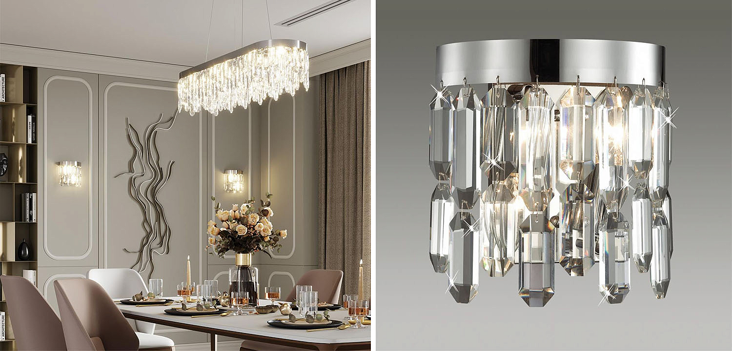 Бра Crystal Polyhedrons Wall Lamp Chrome Бра Crystal Polyhedrons Wall Lamp Chrome - Loft-Concept в Твери