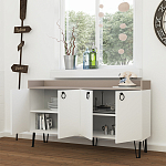 Комод белый с 4-мя дверцами и бежевой столешницей на металлических ножках DEA CONSOLE TABLE LIGHT MOCHA WHITE варинант исполнения - 2 | Loft Concept в Твери