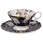 Чайный набор из фарфора темно-синий с рисунком цветов на 6 персон 12 предметов 280 мл Garden Whisper Porcelain Set  варинант исполнения - 5 | Loft Concept в Твери