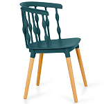 Пластиковый стул на ножках из массива бука Ferret Spiral Green варинант исполнения - 3 | Loft Concept в Твери