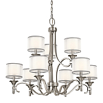 Люстра с белыми тканевыми абажурами в прозрачных стеклянных цилиндрах Kichler варинант исполнения - 1 | Loft Concept в Твери