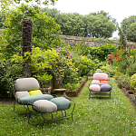 Дизайнерское разноцветное кресло на металлическом каркасе с подставкой для ног Poltronova Plasma Armchair варинант исполнения - 12 | Loft Concept в Твери