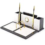 Настольный письменный набор из белого мрамора с часами Marble Accessory варинант исполнения - 2 | Loft Concept в Твери