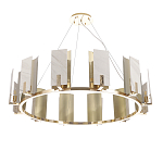 Люстра подвесная круглая с прямоугольными мраморными и золотистыми панелями на металлическом каркасе Диаметр 118 см Marble square Chandelier варинант исполнения - 2 | Loft Concept в Твери