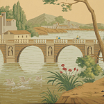 Обои ручная роспись Views of Italy Crepuscule варинант исполнения - 2 | Loft Concept в Твери