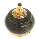 Икорница с крышкой с гравировкой из натурального камня Нефрит Decorative Cavair Dishes варинант исполнения - 6 | Loft Concept в Твери