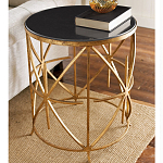 Приставной стол с металлическим золотым  основанием и чёрной столешницей Paradigm варинант исполнения - 1 | Loft Concept в Твери