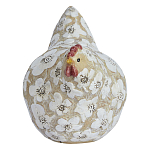 Статуэтка курица с резными белыми цветами на бежевой фактурной поверхности Rustic Chicken варинант исполнения - 1 | Loft Concept в Твери