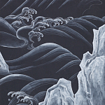 Обои ручная роспись Matsushima Waves Roka on Edo Night painted silk варинант исполнения - 1 | Loft Concept в Твери