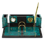 Настольный письменный набор из змеевика с часами и календарницей Successful Leader варинант исполнения - 1 | Loft Concept в Твери