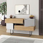 Комод c 2-мя белыми дверцами и 2-мя выдвижными ящиками цвета древесины EROS CONSOLE OAK WHITE варинант исполнения - 2 | Loft Concept в Твери