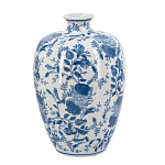 Ваза фарфоровая с узким горлышком и синими цветочными мотивами Independence варинант исполнения - 2 | Loft Concept в Твери