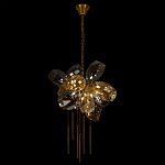 Люстра подвесная со стеклянными плафонами из дымчатого и золотистого с шестью вертикальными подвесками Gilded Mirage  варинант исполнения - 3 | Loft Concept в Твери