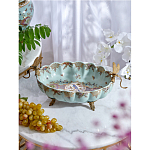 Чаша из голубого фарфора на бронзовых ножках с рисунком цветов и фигурками стрекоз Blue Garden варинант исполнения - 3 | Loft Concept в Твери