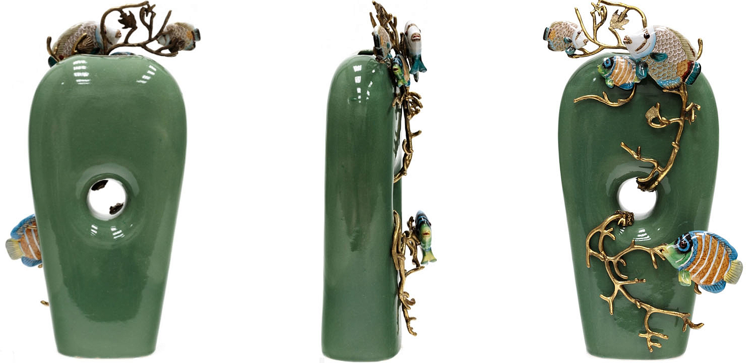 Ваза Colored Fish Vase green Ваза Colored Fish Vase green - Loft-Concept в Твери