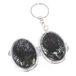 Зеркало брелок карманное двухстороннее из натурального камня Серафинит Stone Mirrors варинант исполнения - 2 | Loft Concept в Твери