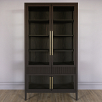 Витрина Primo со стеклянными фасадами и 2 ящиками Темный орех варинант исполнения - 1 | Loft Concept в Твери