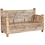Скамья с резным декором из массива манго Grey Mango Collection Bench M варинант исполнения - 1 | Loft Concept в Твери