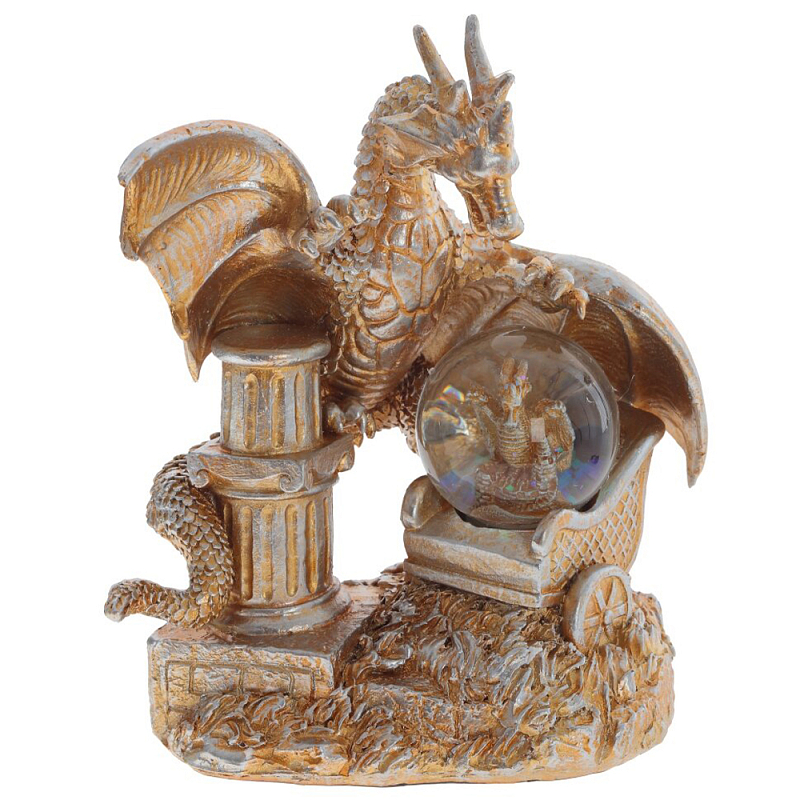 Декоративная статуэтка Дракон и стеклянный шар Dragon and Glass Ball Copper Медь Прозрачное Стекло Декоративная статуэтка Дракон и стеклянный шар Dragon and Glass Ball Copper Медь Прозрачное Стекло в Твери | Loft Concept