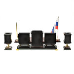 Настольный письменный набор из креноида и змеевика на бронзовых ножках Marble Accessory варинант исполнения - 4 | Loft Concept в Твери