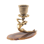 Подсвечник из натурального камня агат светло-коричневый Stone Candlestick варинант исполнения - 2 | Loft Concept в Твери