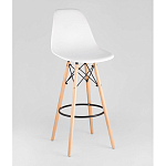 Пластиковый барный стул на ножках из массива бука Eames White варинант исполнения - 1 | Loft Concept в Твери